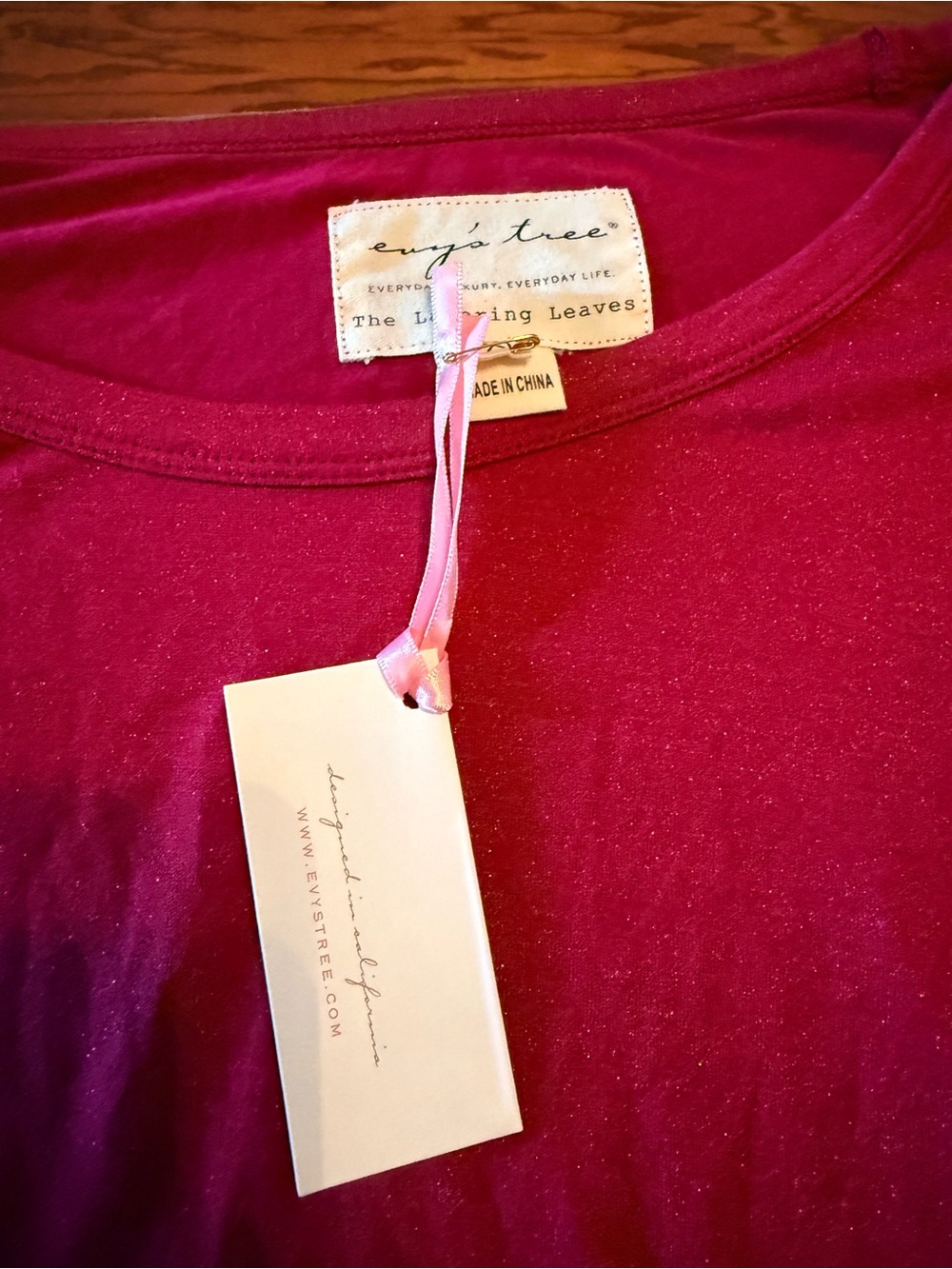 evy's tree Shimmery Cranberry Long Sleeve Top
